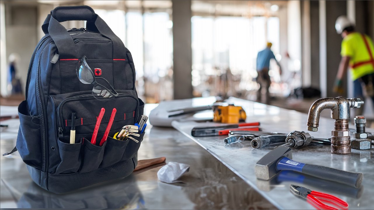 Wenger Werkzeug-Rucksack bei der SHK-Montage
